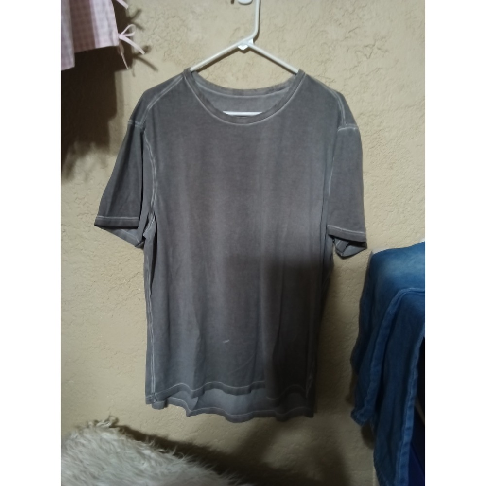 Lululemon Mens Acid Wash Grey Short Sleeve Crew Neck T-Shirt Relaxed Fit